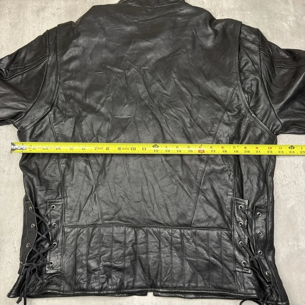 Wilson's Leather Jacket Mens L Black Moto Biker Zip Quilted Lined Vintage